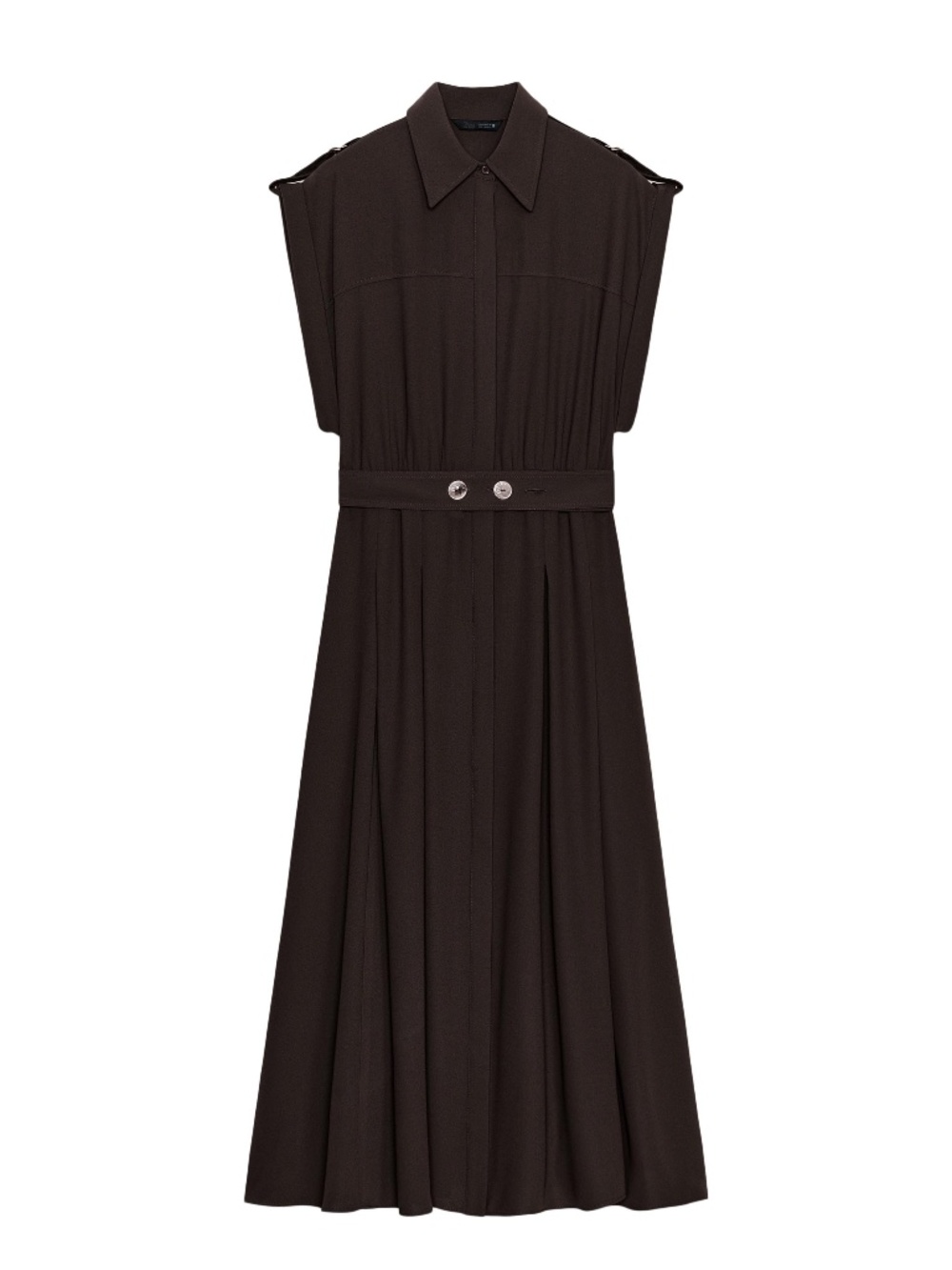 ZARA-Belted-Mocha-Brown-Midi-Fall-XS